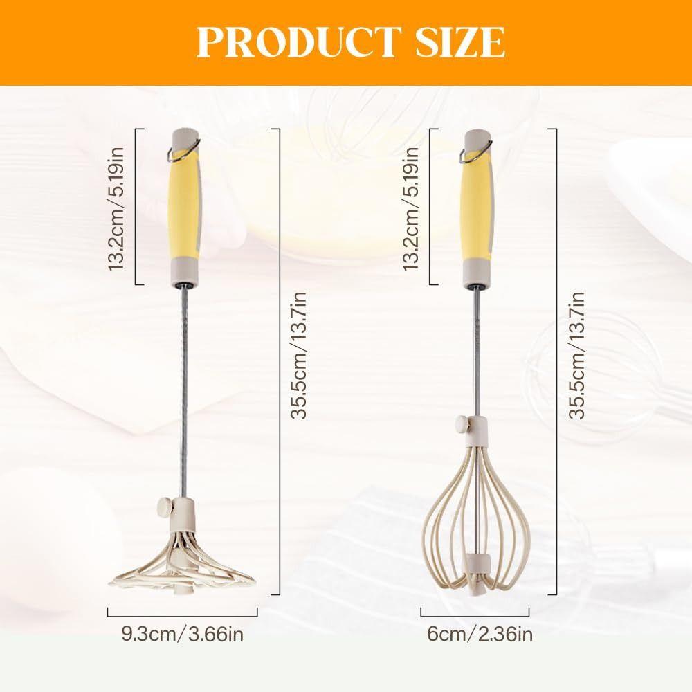 Stainless Steel Semi-Automatic Whisk Rotating Whisk Egg Beater Upgraded Egg Mixer  For Egg Milk