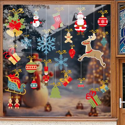 Santa Claus Decorative Electrostatic Glass Door Stickers, Shop and Shopping Mall Decorations, Holiday Window Stickers