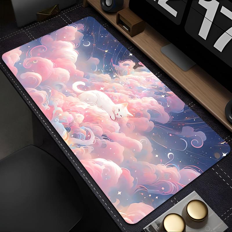 Mouse Pad Gaming Mousepad Rubber Clouds Cat Extended Desk Mat Non-slip PC Laptop Gamer Accessories Keyboard Pad Kawaii Carpet