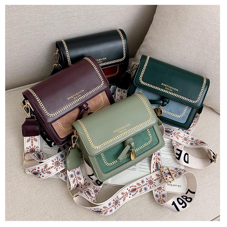 Fashion Embroidered Thread Contrast Small Square Bag 2025 New Large-capacity Shoulder Bag Versatile Simple Shoulder Strap Crossbody Bag