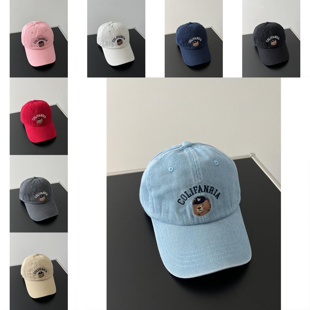 Bear Embroidered Colifanria Baseball Cap With Adjustable Sun Protection Outdoor