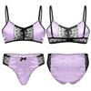 Men's Lingerie Sets Satin Spaghetti Straps Bra with Briefs Underwear Nightwear