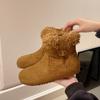 Retro Round Toe Versatile Snow Boots Women's Winter New Fleece Warm Non-slip Fluffy Short-thigh Cotton Shoes