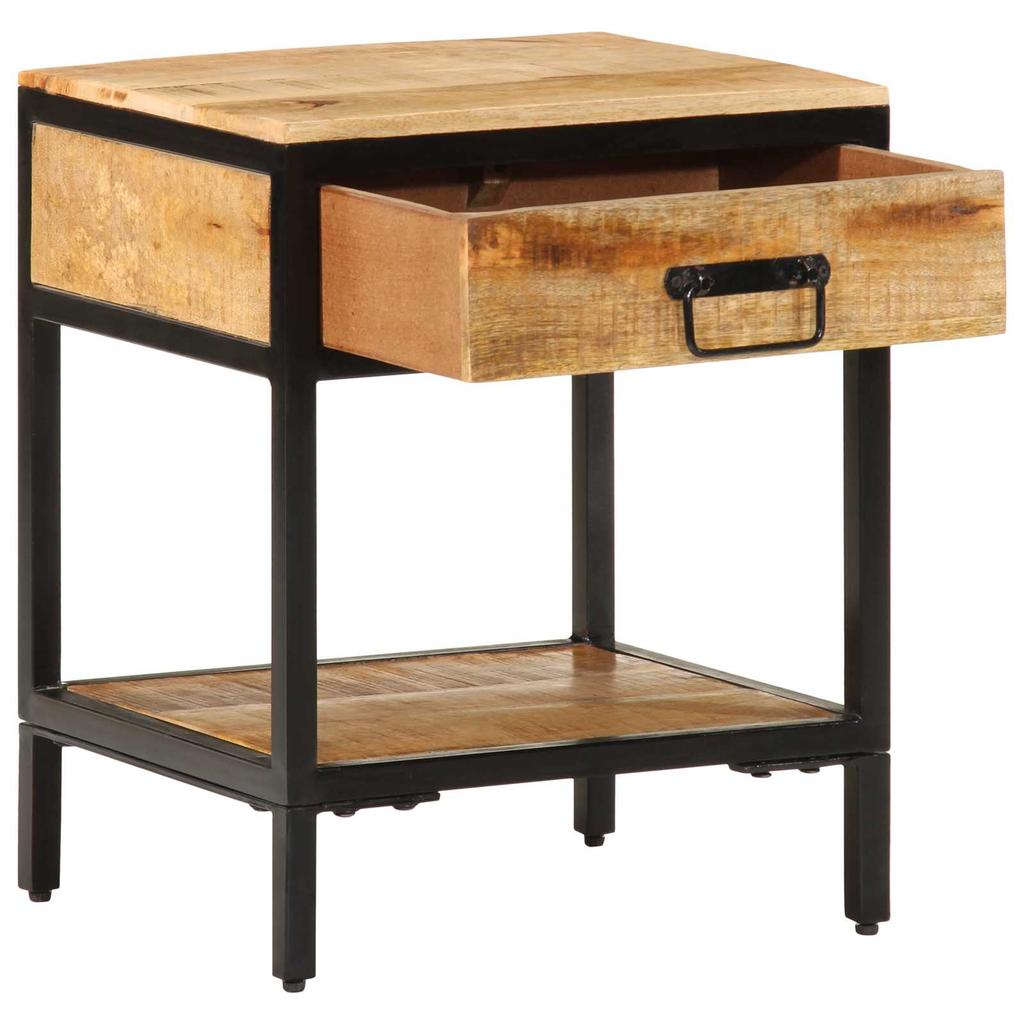 Nightstand Brown 40 x 35 x 50 cm Solid Mango Wood and Metal
