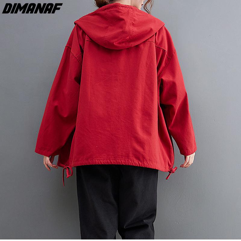 Dimanaf 2022 jaquetas grandes femininas com capuz algodão preto emendado casaco
