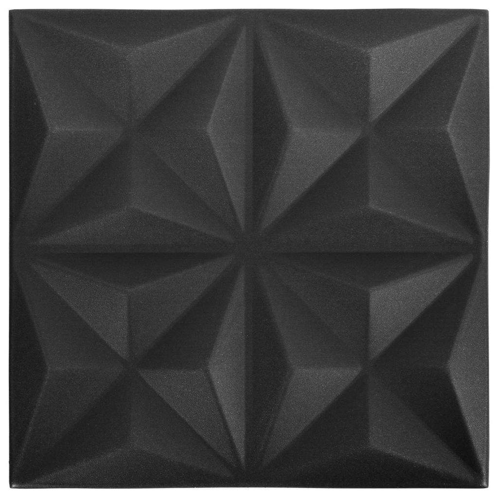 Wall Panels 12 pcs Origami Black 50 x 50 cm XPS Foam