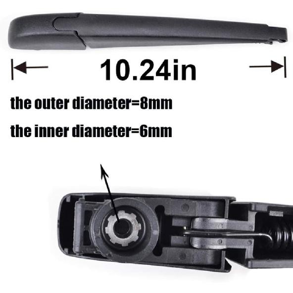 Rear Window Windshield Wiper Arm Blade Kit, for Daihatsu Terios J200/F700 2006 2008 2009 2010 2011 2012 2013 2014 2015 2016