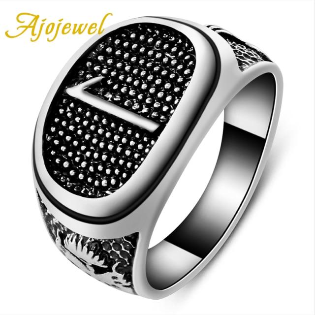 Ajojewel Size 7 12 Classic Gold Color Color Rhinestone Men Rings Black Enamel Male Finger Rings Best SellingClassic Finger Ring
