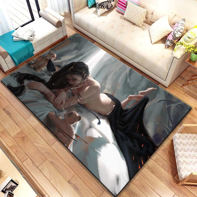 Bivariate ghostblade beautiful Painting Carpet for Living Room Large Area Rug Black Soft Carpet Home Decoration Mats Boho Rugs