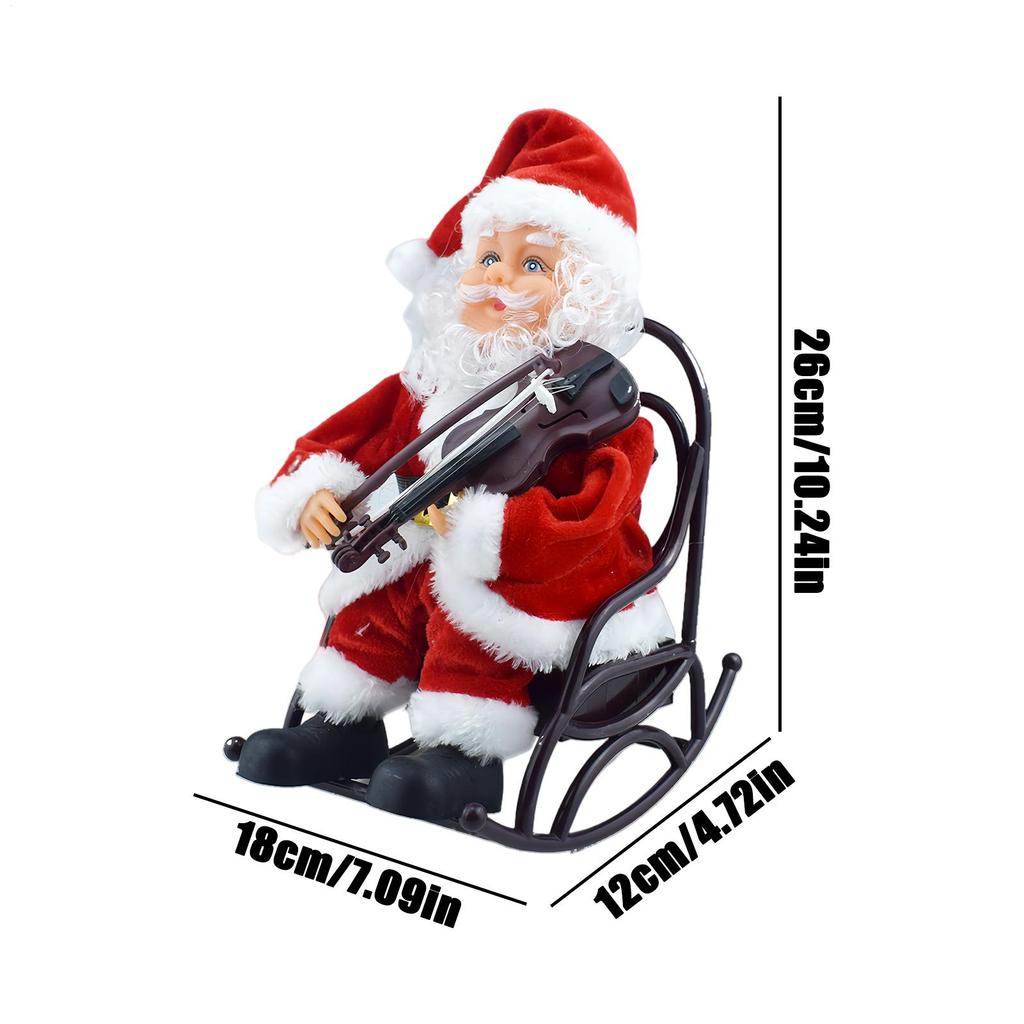 Papá Noel Animado Sentado Decoraciones para el Hogar Tocando el Violín Eléctrico Navidad Papá Noel Para Dormitorio Escaparate Apartamento Exhibición