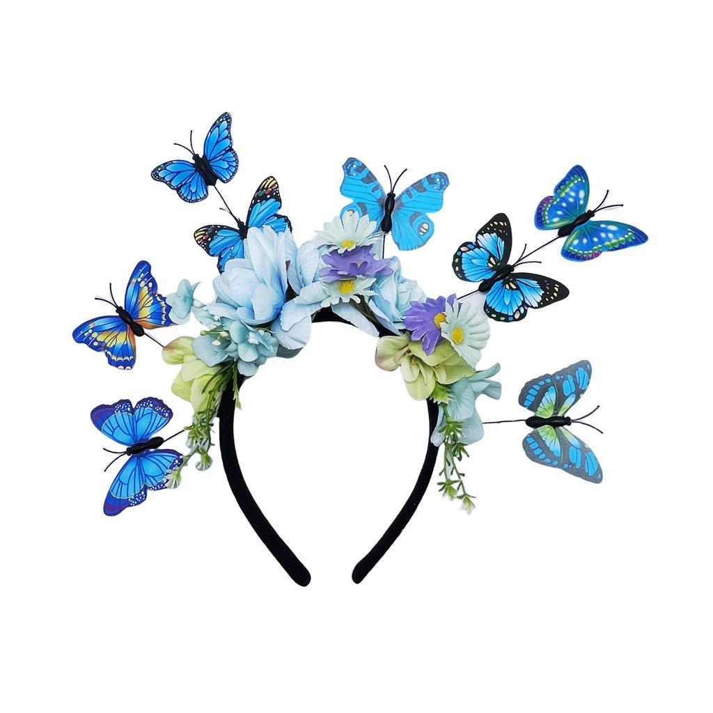 New simulated flower butterfly headband Halloween party travel photo show catwalk butterfly headgear