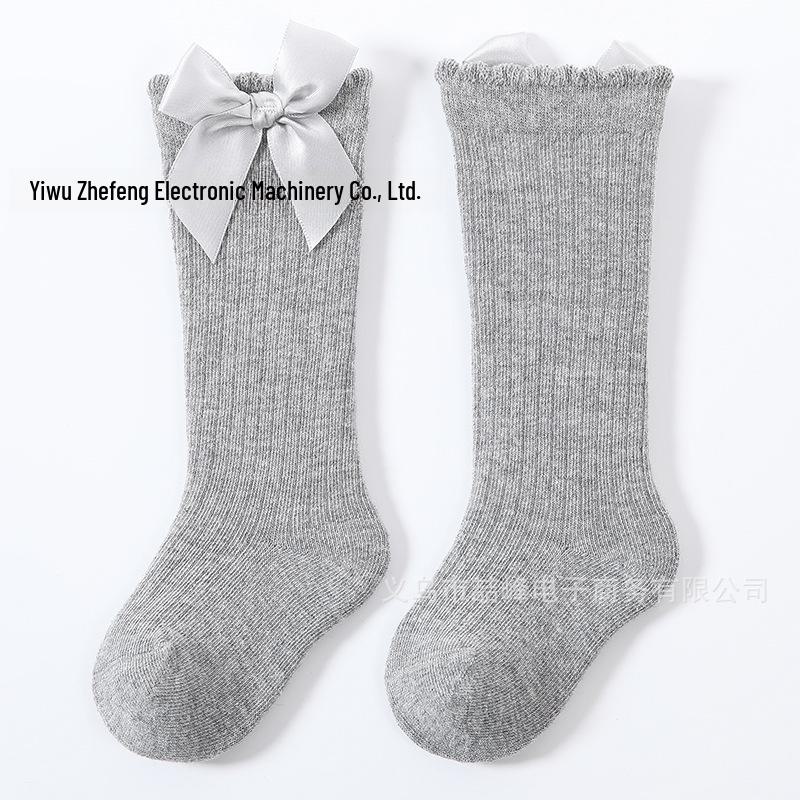 Spanish Pink Knee-High Baby Socks with Large Bow for Girls