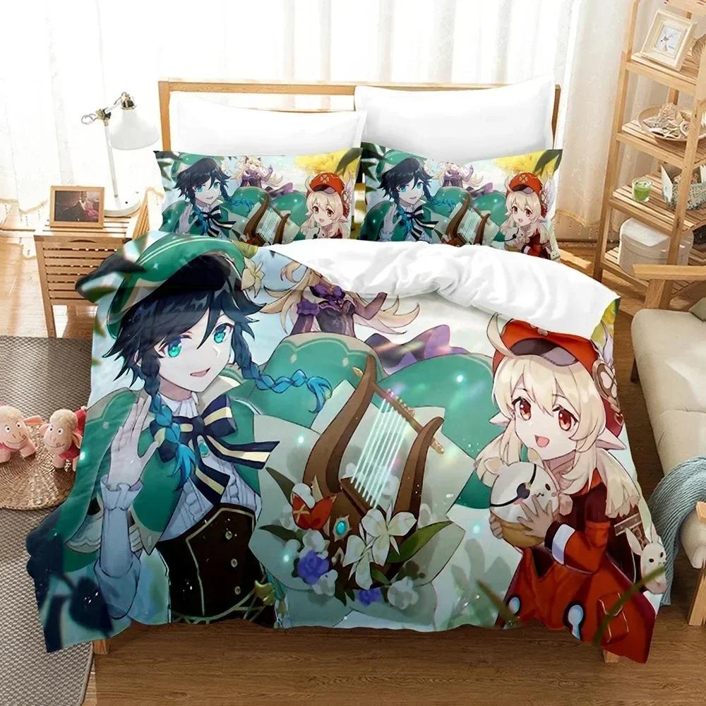 

Новый комплект постельного белья из трех частей с 3D-цифровой печатью игр Genshin Impact с зимним домашним полиэстеровым пододеяльником с рисунком из мультфильма 70x133cm 2pcs