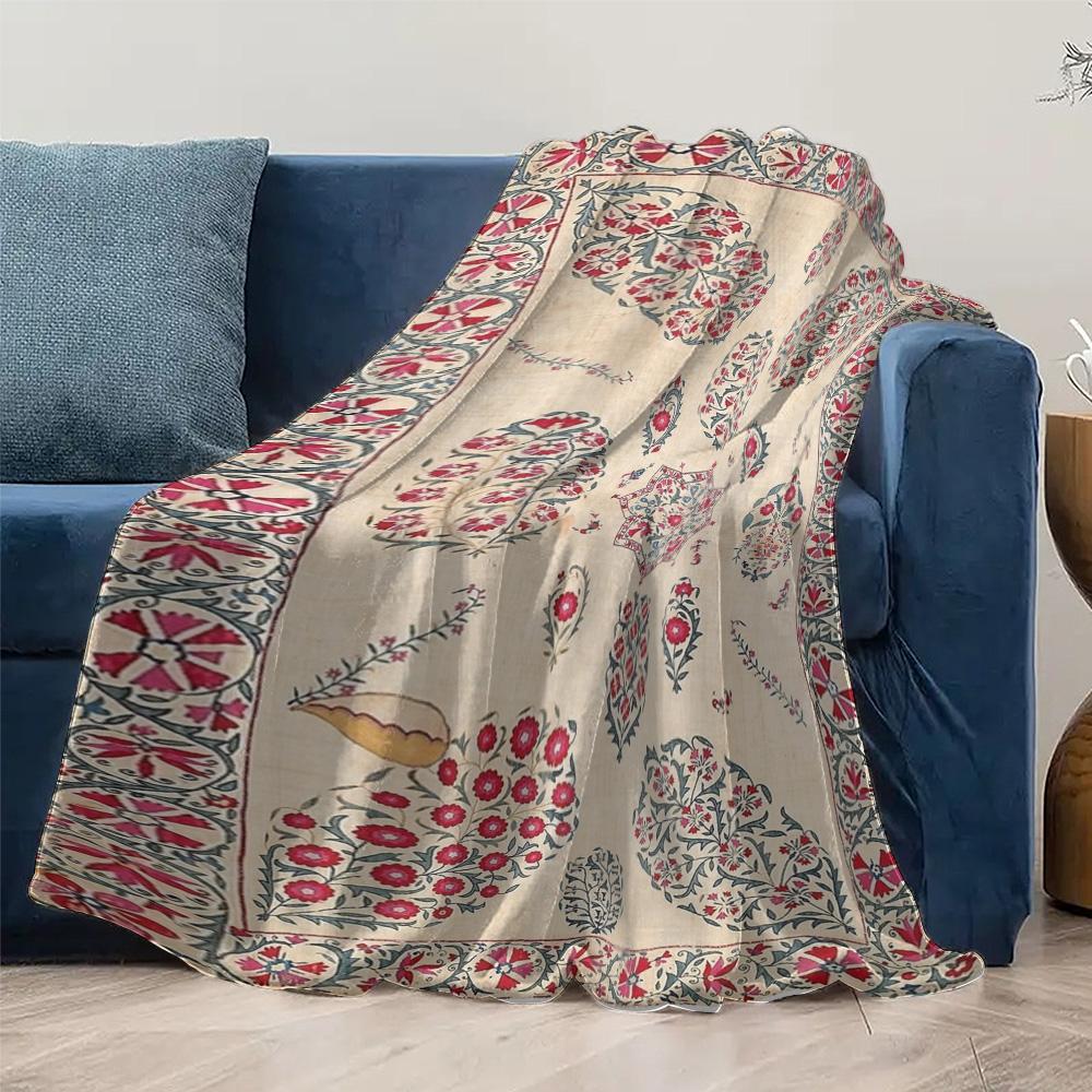 Turkish Vintage Ethnic Pattern Cotton Throw Blanket Bed Sofa Decorative Cushion Cover Bedspread