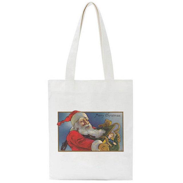 2020 neue Leinwand Casual Jiugongge Nette Santas Drucken Nette Harajuku Ulzzang Cartoon Koreanische frauen Tasche Große Kapazität Schulter Taschen