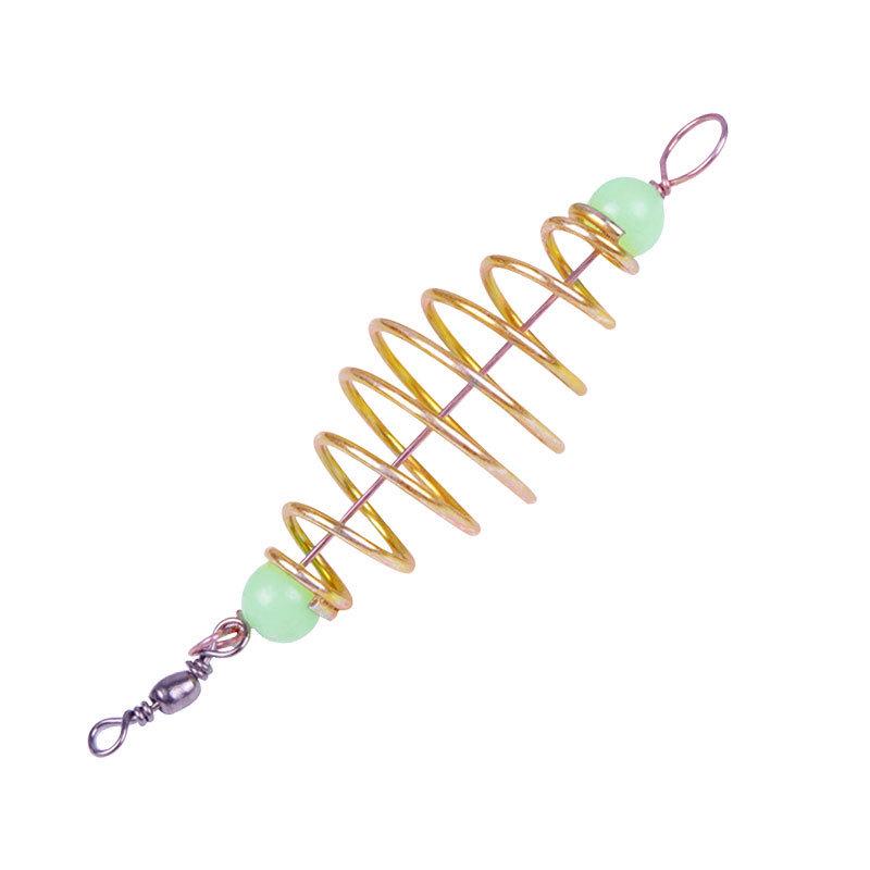 Spring Loaded Fishing Rod Holder with Luminous Beads and Double Hook Bait Cage for Float and Bottom Fishing