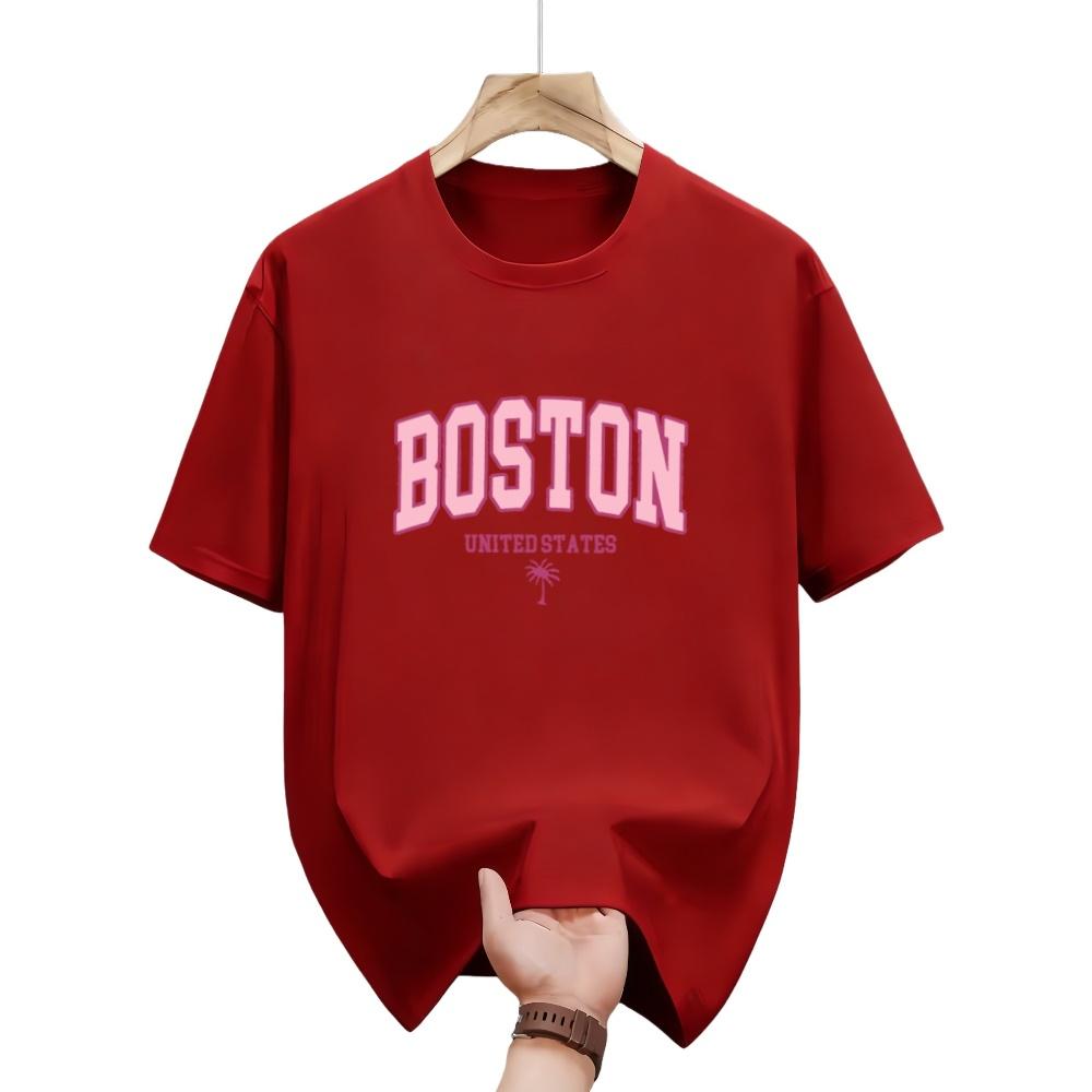

Boston United States Printing Mens T Shirts Summer Cotton TShirt Casual Crewneck Clothes Fashion Oversized Short Sleeve S