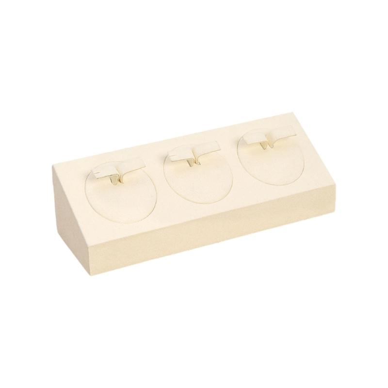 

Elegant Jewelry Holder Microfiber Gray Beige Green Triple Slot For Store Owner, Photographer Accessory Showcasing бежевый