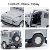 1:43 Land Rover Defender Model Toy Off-road Cars Alloy Diecast Doors Opened Rubber Tires Simulation Interior Ornament Vehicles