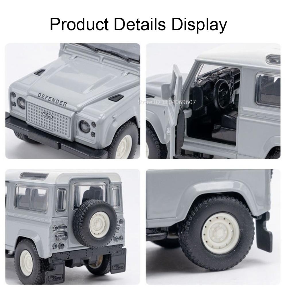 1:43 Land Rover Defender Model Toy Off-road Cars Alloy Diecast Doors Opened Rubber Tires Simulation Interior Ornament Vehicles