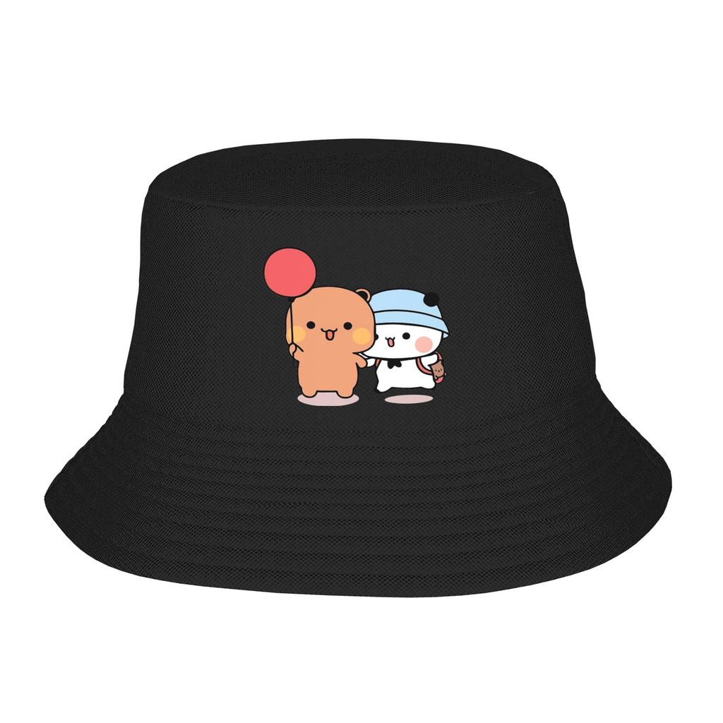 Street Panda Bear Couple Anime Cartoon  Bucket Hat Unisex Packable Outdoor Sports Bubu And Dudu Fishing Caps Travel Headwear Bob