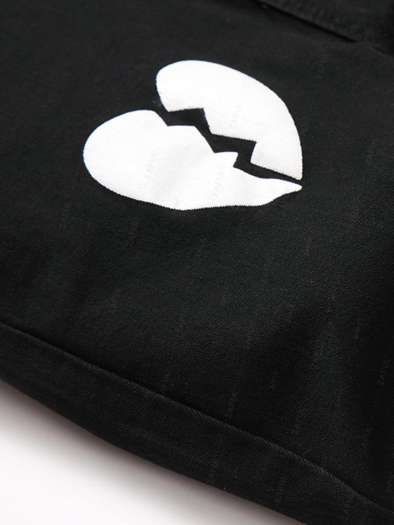 ZAFUL Broken Heart Pattern Zippered Jeans