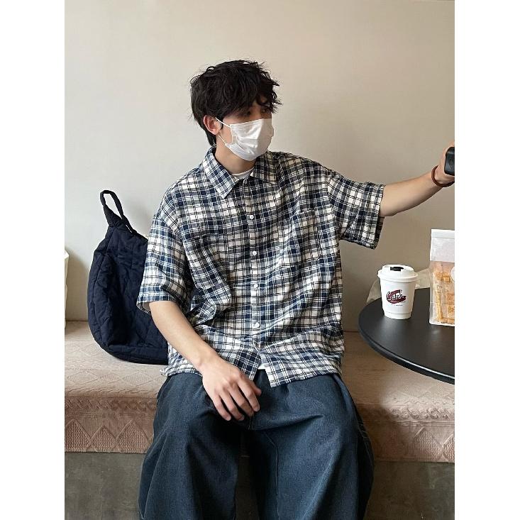 2024 Spring New Checkered Shirt Men'S Long Sleeve American Retro Trendy Brand Pique Handsome Loose Shirt Coat