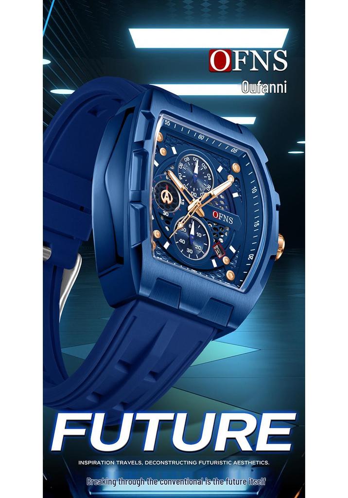 OFNS Men's Fashion Chronograph Watch: Trendy, 50M Waterproof, Luminous, Calendar, Three-Hand Design
