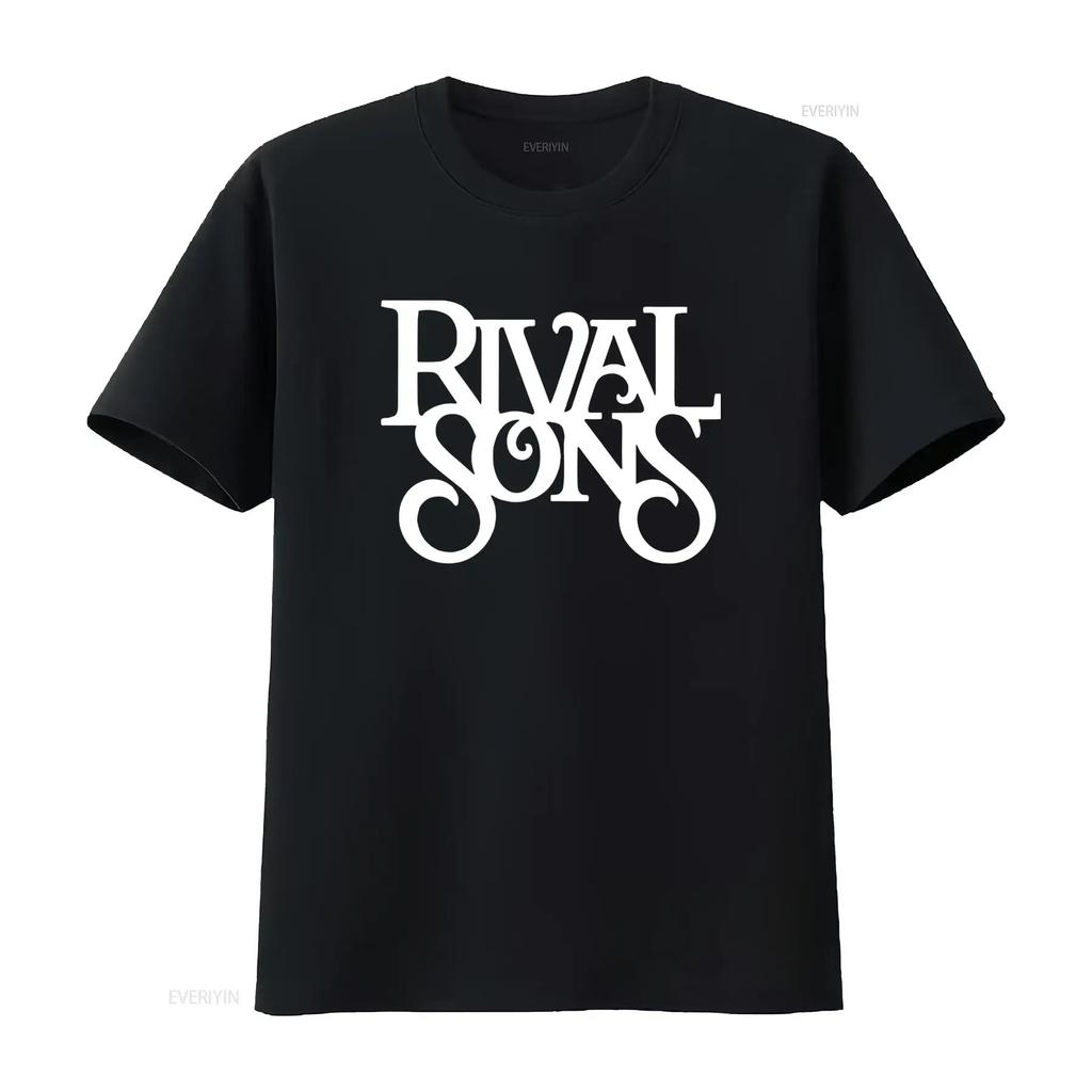 RIVAL SONS Band T-SHIRT Erhältlich in allen Größen S-XXL Klassische Schwarz-Weiß-Farben Stretched gra