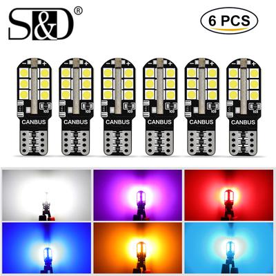 6Pcs W5W T10 Led Canbus 168 194 Світлодіодна лампа 24 SMD Автомобільний бічний габаритний ліхтар Номерний знак Лампа білий синій жовтий червоний рожевий 12 В 6000 К