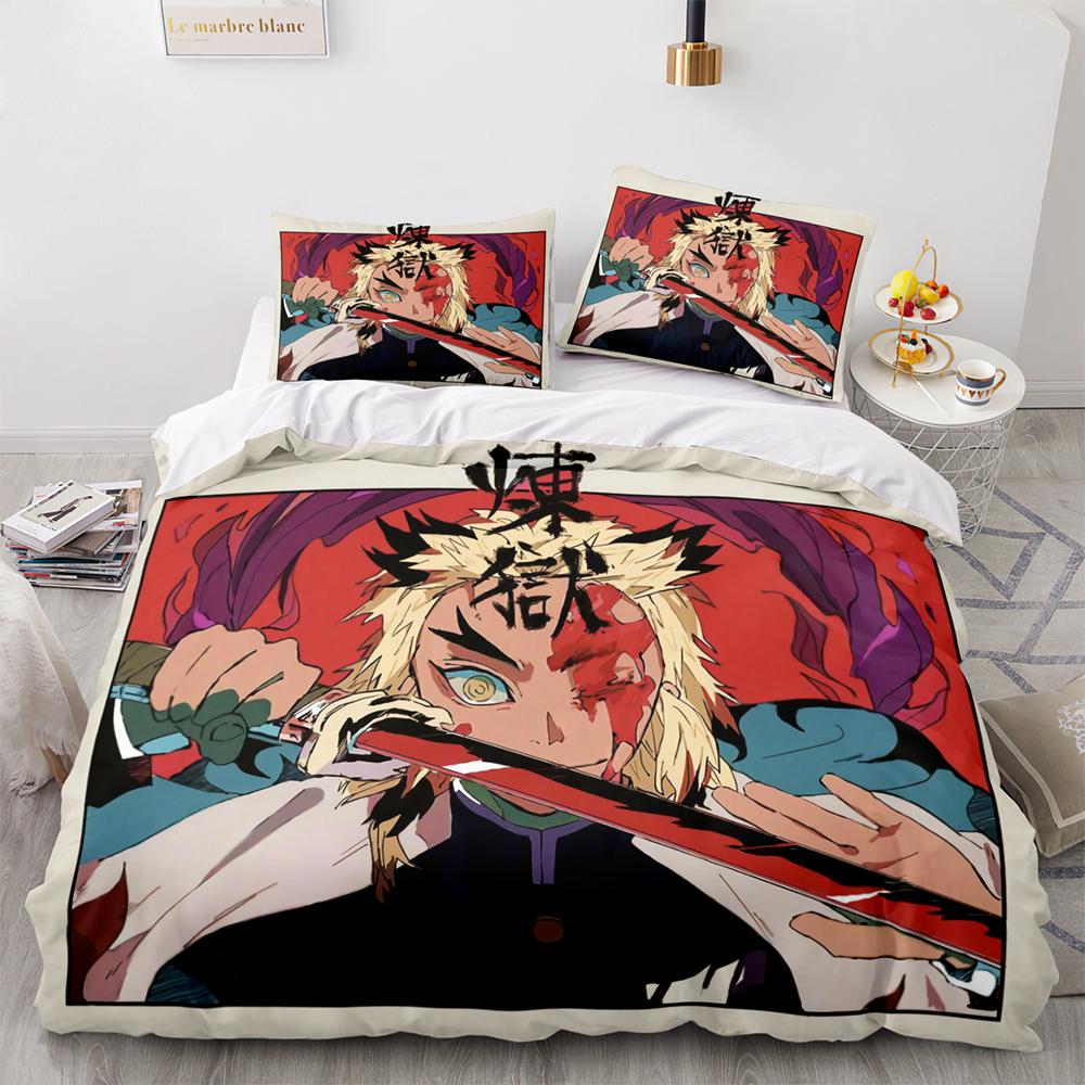 Comforter Kamado Tanjirou Bedding Set Single Twin Full Queen King Size Demon Slayer Bed Set Aldult Kid Bedroom S 3D Anime 33