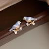 French Drip Oil Color Little Bird Zircon Earrings: Luxurious, Versatile, Retro Jewelry for Women