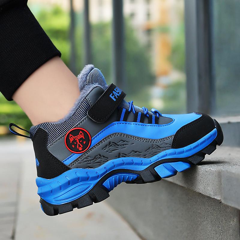 Winter Children's Snow Boots with Plush Anti Slip Wolf Claws Hiking Cotton Shoes