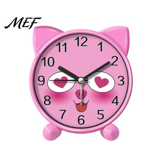 Time Teaching Clock Cartoon Animal Alarm for Students, Non-Ticking Quiet Movement Electronic Clock, Battery Operated Desk Home Bedroom
