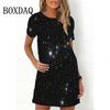 Funny Cat Print Women Dress New Summer Beach Short Sleeve O-neck Loose Casual Mini Dress Ladies Cartoon Sundress Oversized