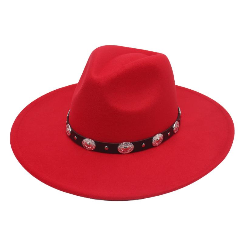 Plus Edge Felt Top Hat Jazz Hat Gentleman Ladies Wind Metal Sheet Hat