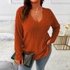 Warm Soft Knitted Blouse Women Long Sleeve V Neck Loose Pullover Casual Top Irregular Hem Plus Size Fall Winter