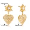  Imitation Pearl Sun Heart Pendant Stud Earrings Golden Stainless Steel Attractive Chic Jewelry New Wholesale 2025
