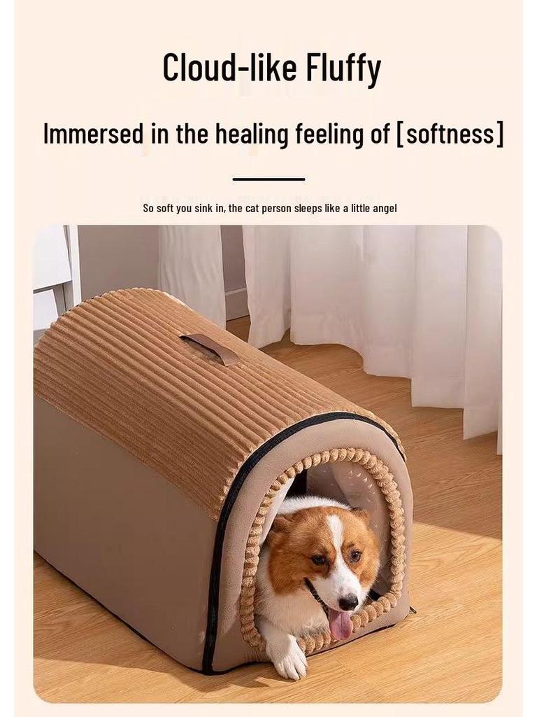 Cozy Cat & Dog Tent Bed - Washable, Detachable, All-Season Enclosed Shelter with Security.