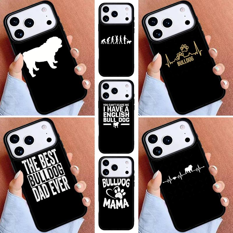 English Bulldog Heartbeat TPU Phone Case for iPhone 16e 15 14 13 12 17 Pro Max Plus Air 17pro Cover Coque