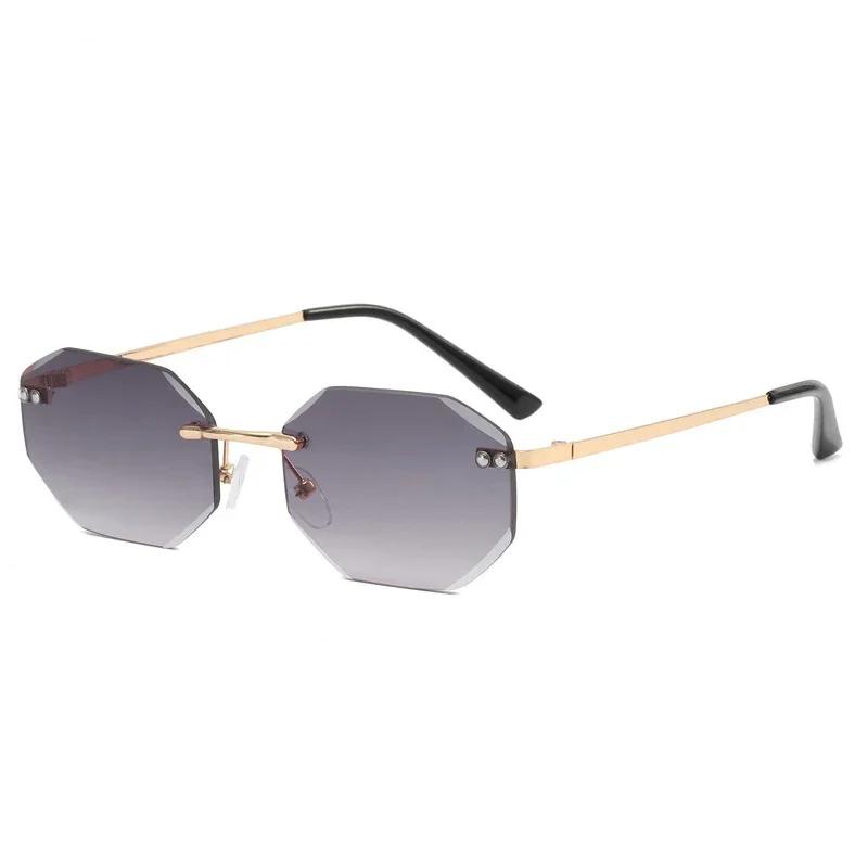 

Rimless Sunglasses Fashion Lady Irregular Trend Polygon Small Frame Eyeglasses Rimless Driving Mirror