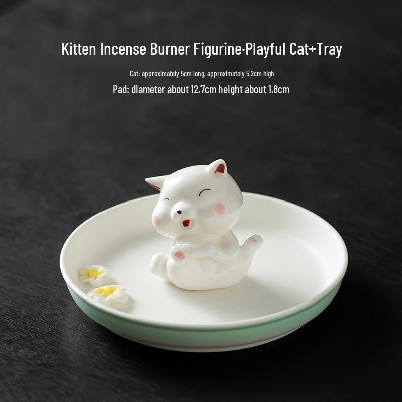 Cute Ceramic Puppy Incense Holder: Sandalwood Incense Burner & Tea Ceremony Ornament for Home Decor