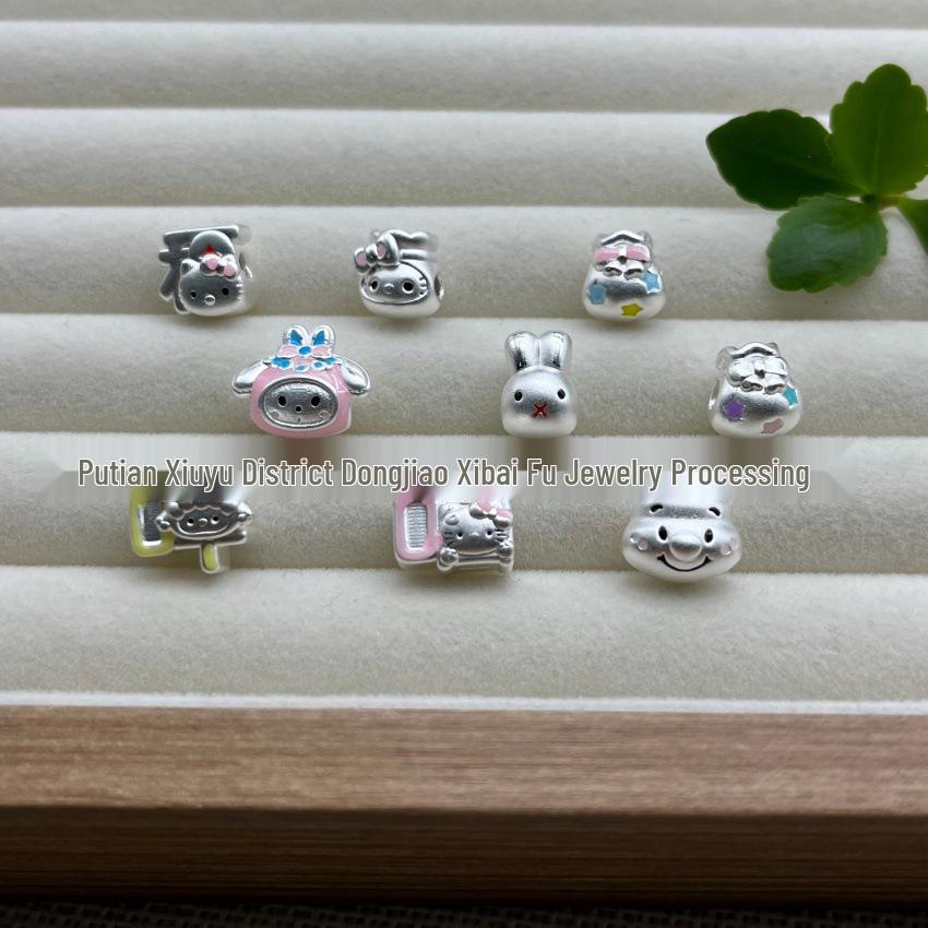 Sterling Silver Enamel Color DIY Accessories: Fu Character, Kitty Cat, My Melody, Winnie the Pooh, Miffy Rabbit