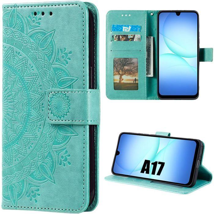 Coque de Protection - BOOLING - Samsung Galaxy A17 4G/5G - Cuir Synthétique Vert Gravure Mandala