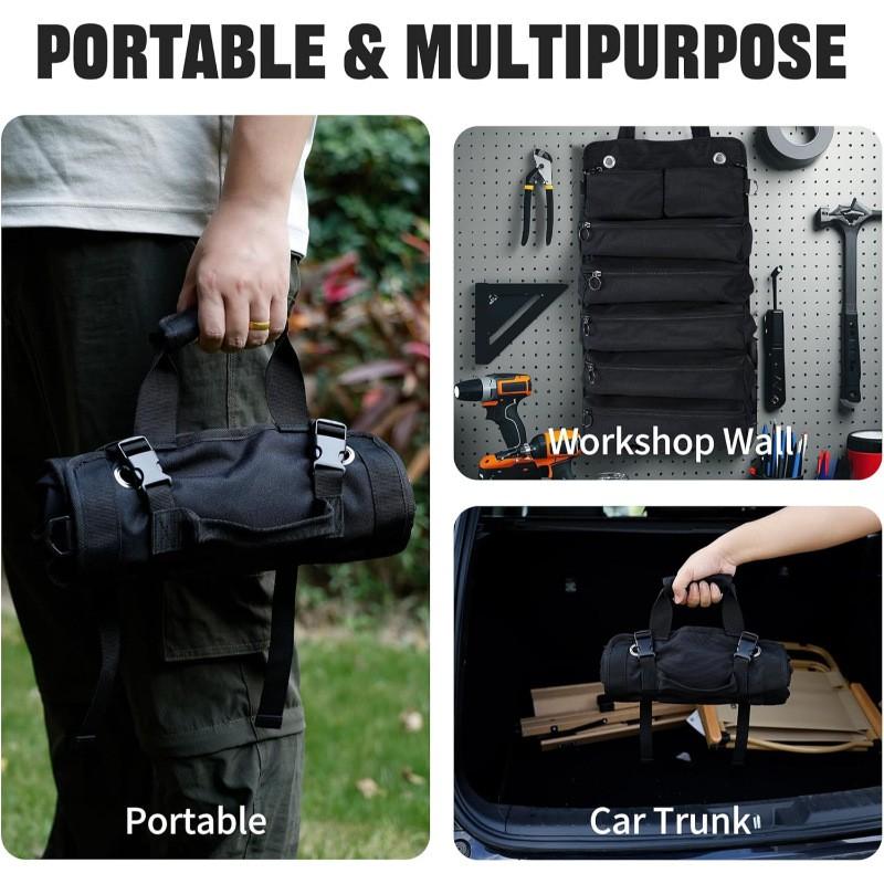 Portable Foldable Waterproof Tool Roll Bag Electricians Mechanics Carpenters Technicians