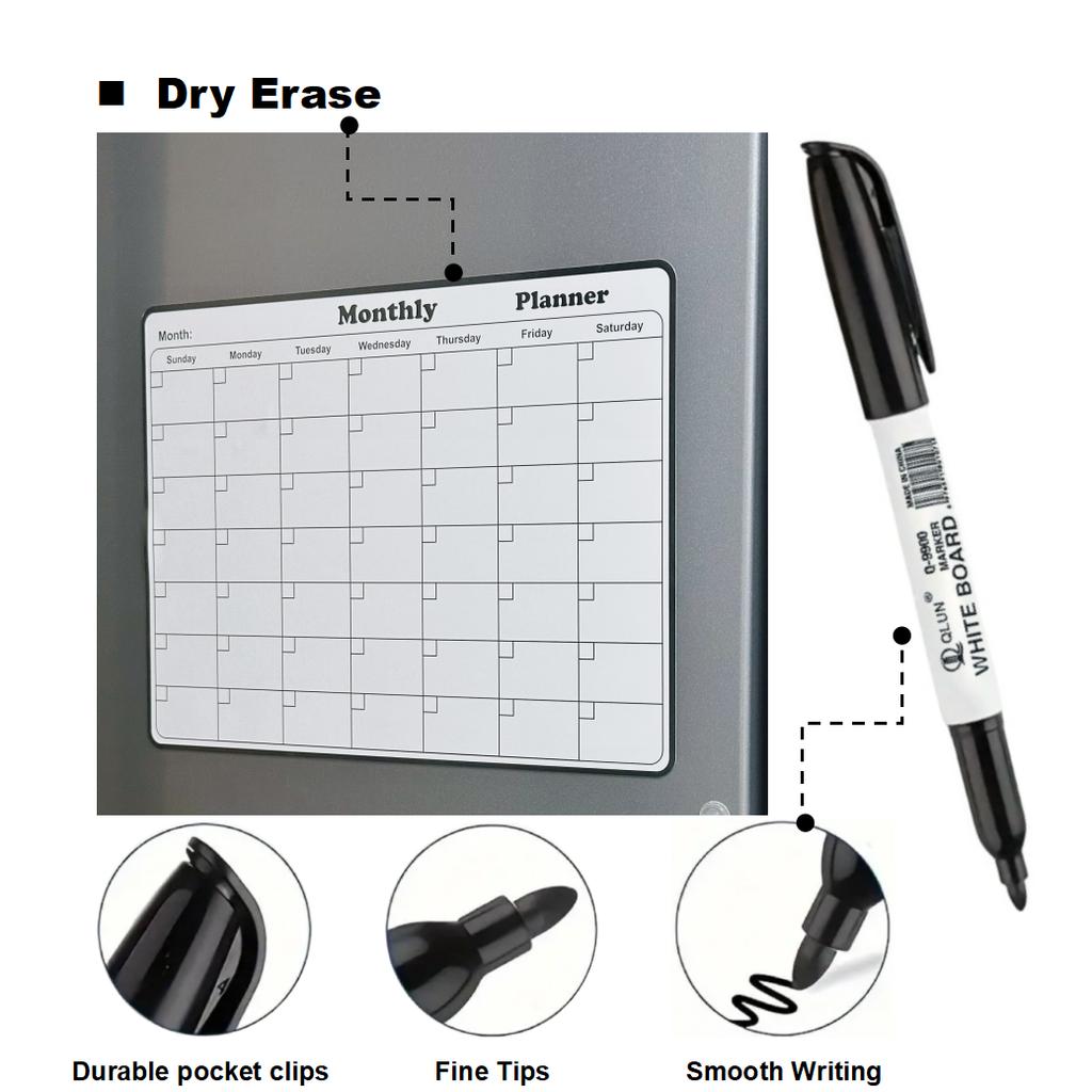 12pcs Black large-capacity erasable marker pen for whiteboard, with water-based ink.