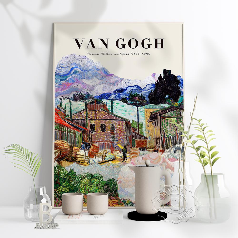 Van Gogh Exhibition Museum Poster Town Scenery Wall Picture Prints Art Canvas Painting Home Decor Wall Art No Frame
