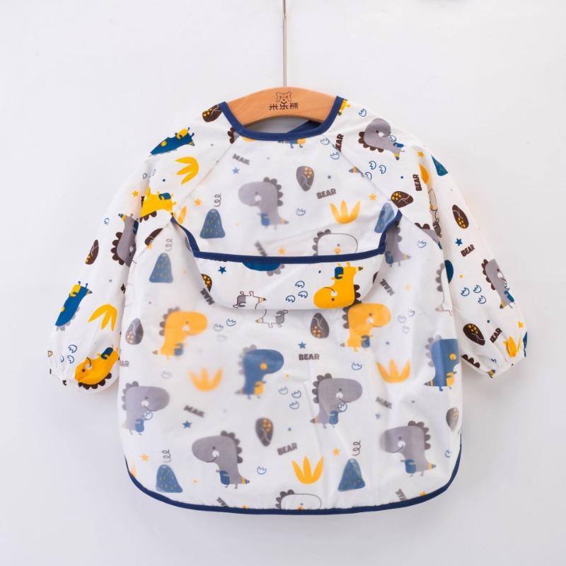 Cartoon Animal Waterproof Baby Apron for Infant Long Sleeve Children Feeding Scarf Apron Smock Bandana Bibs Burp Cloth