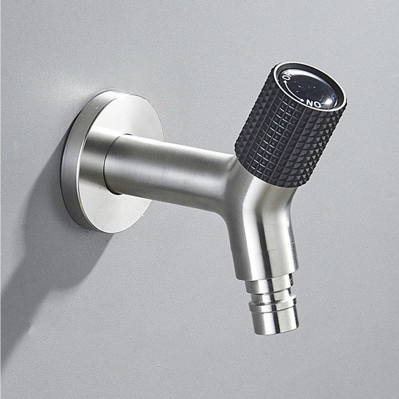 304 Stainless Steel Washing Machine Faucet Lengthened Black/Nickel Single Cooled Faucet Balcony Outdoor Bathroom Mop Pool Tap