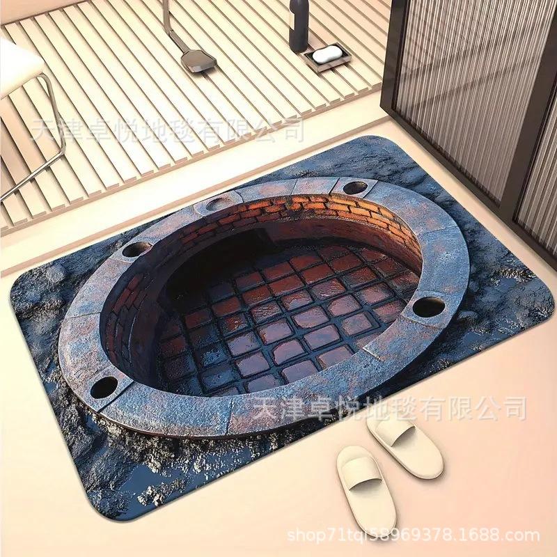 

3D Визуальная Ловушка Напольный Коврик Грязеотталкивающий и Износостойкий Придверный Коврик Ванная Комната Впитывающий и Противоскользящий Коврик 60 * 90Cm